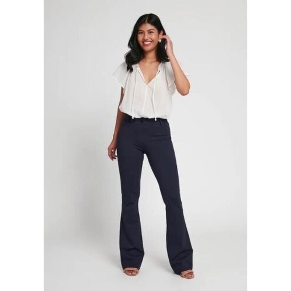 Betabrand Womens Pants Size Medium Navy Blue Toga Dress Comfort Classic Straight